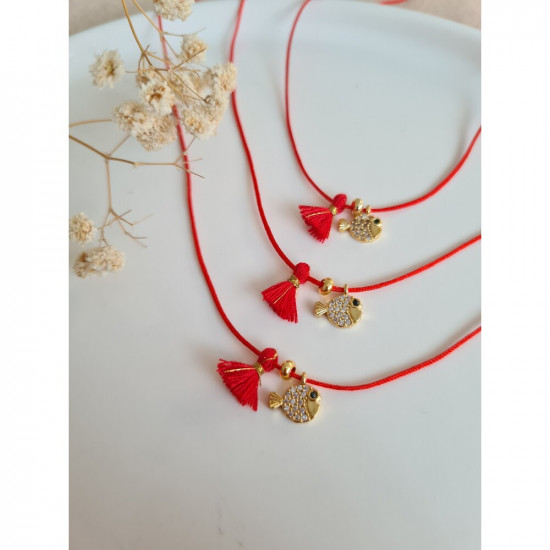 Balık Kırmızı İp Choker Kolye 