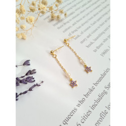 Sallantılı Çiçekli İnci Küpe Çift  