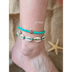 Kaplumbağa Deniz Kabuğu Kombin Halhal Su Yeşili 