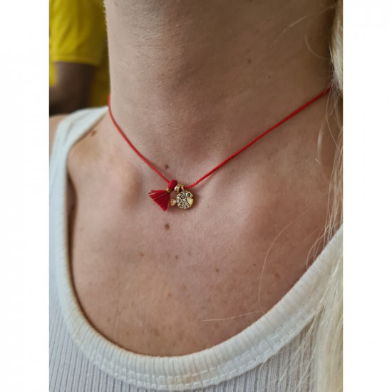 Balık Kırmızı İp Choker Kolye 