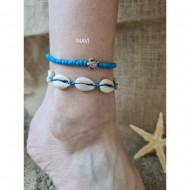 Kaplumbağa Deniz Kabuğu Kombin Halhal Mavi 