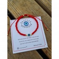 Kırmızı Boncuklu Nazar Kartlı Bileklik 