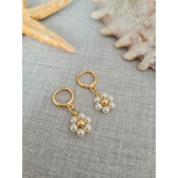 Papatya İnci Sallantılı Çift Küpe  