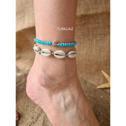 Kaplumbağa Deniz Kabuğu Kombin Halhal Turkuaz 