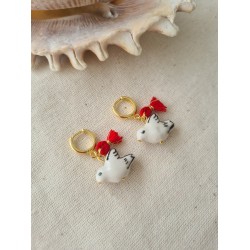 Seramik Kuş Altın Kaplama Küpe