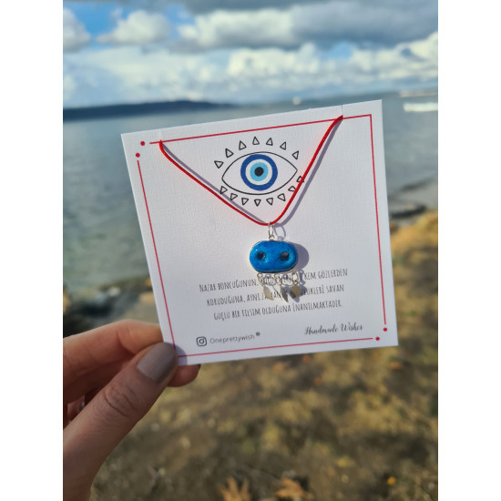 Süryani Kırmızı İp Kolye 925 Ayar Gümüş