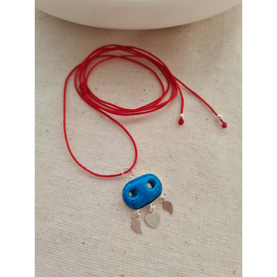 Süryani Kırmızı İp Kolye 925 Ayar Gümüş