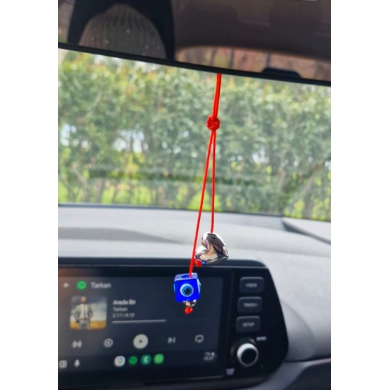 Gümüş Kalp ve Nazar Dikiz Aynası Süsü