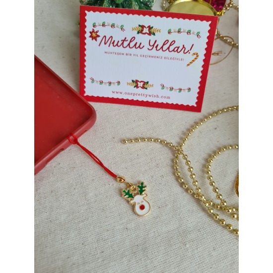 Geyik Yeniyıl Telefon Charmı