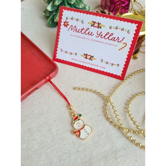 Kardan Adam Yeniyıl Telefon Charmı